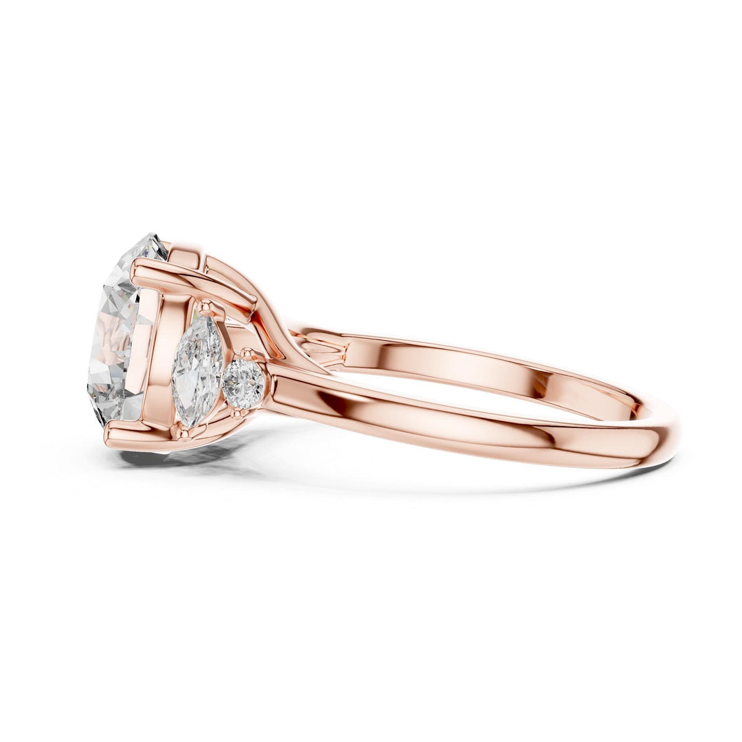 Round Cut Lab Grown Diamond Cluster Ring, 3.87ct Total, Solid Gold