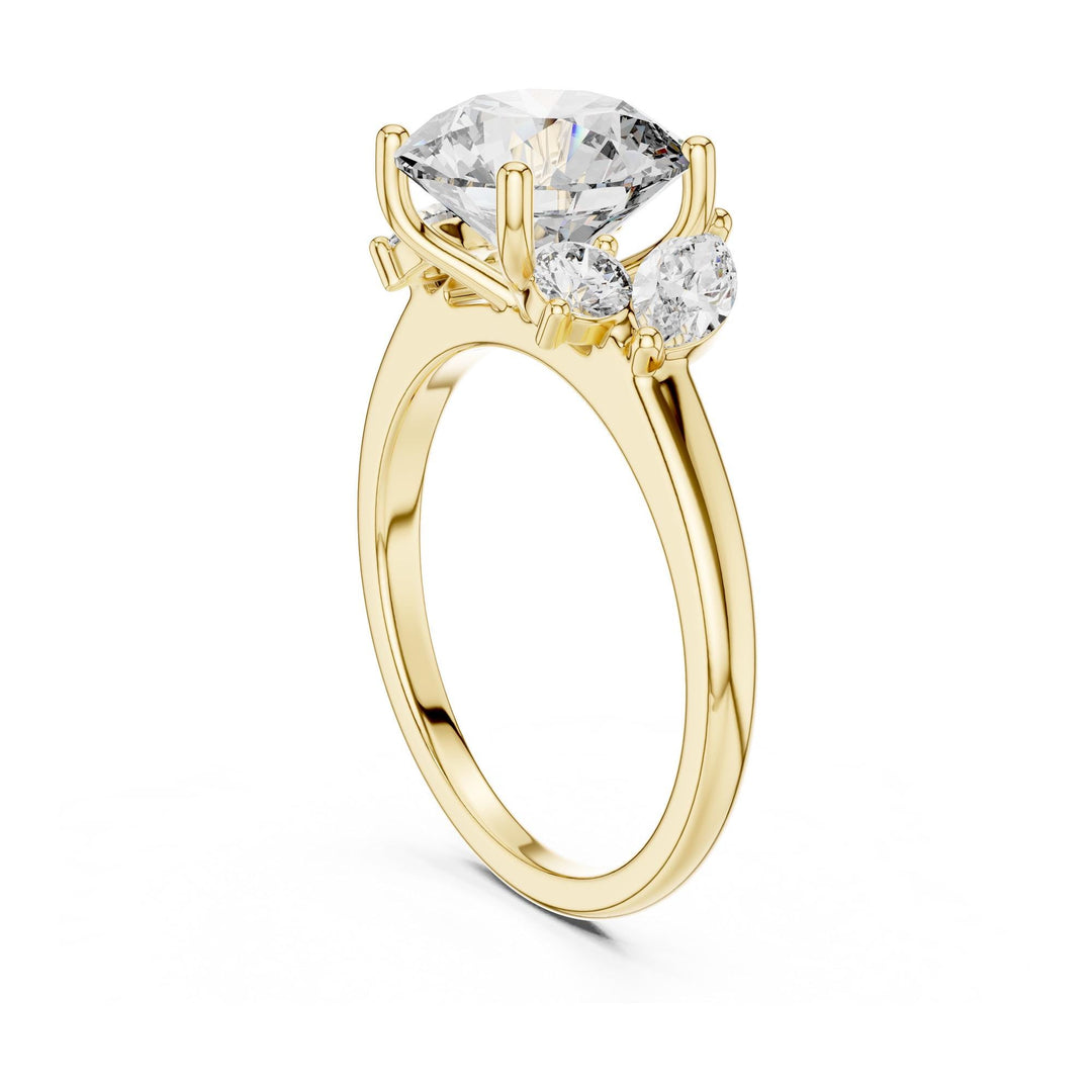 Round Cut Lab Grown Diamond Cluster Ring, 3.88ct Total, Solid Gold