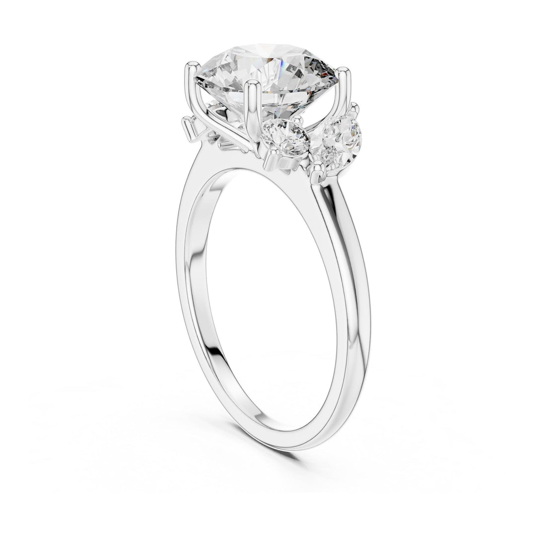 Round Cut Lab Grown Diamond Cluster Ring, 3.88ct Total, Solid Gold