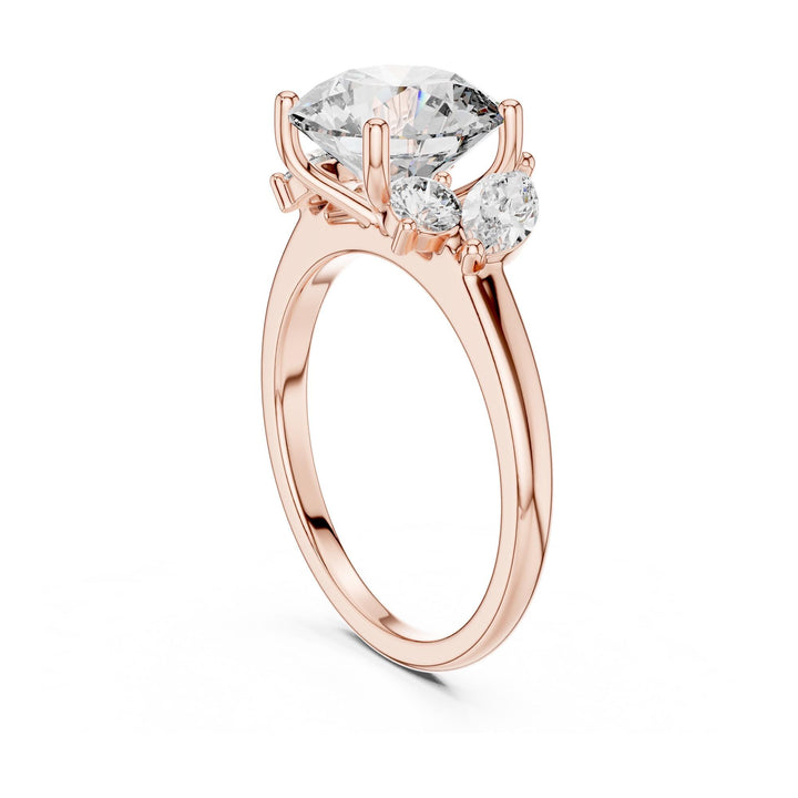 Round Cut Lab Grown Diamond Cluster Ring, 3.88ct Total, Solid Gold