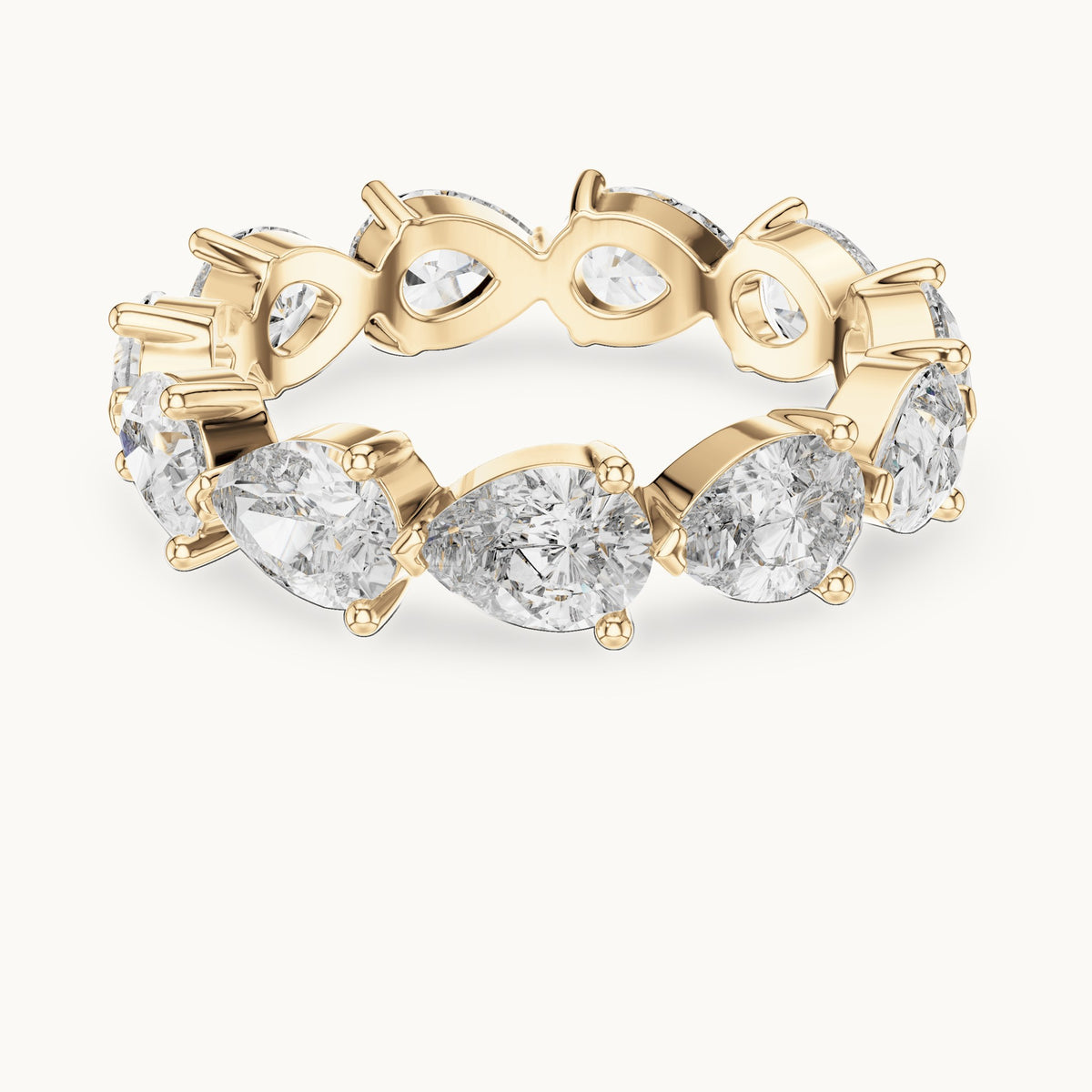 Pear cut lab-grown diamond full eternity band in 14K yellow gold, 3.13 CT TW, view 1