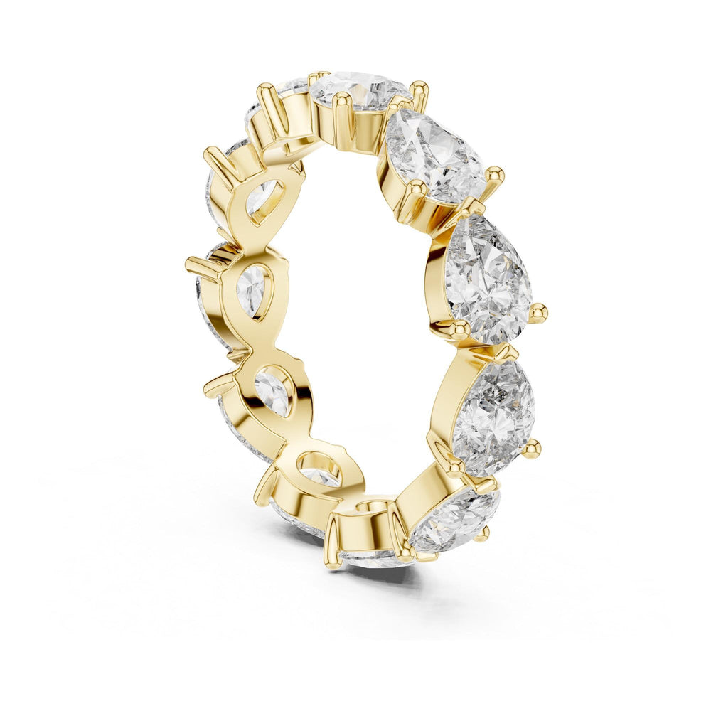 Pear Cut Lab Grown Diamond Full Eternity Band, 3.13ct Total, Solid Gold