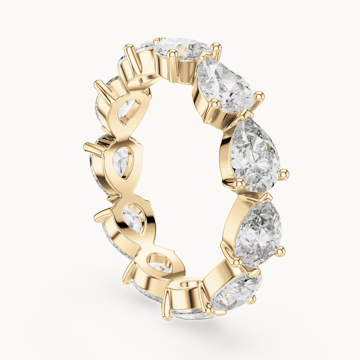 Pear cut lab-grown diamond full eternity band in 14K yellow gold, 3.13 CT TW, view 2