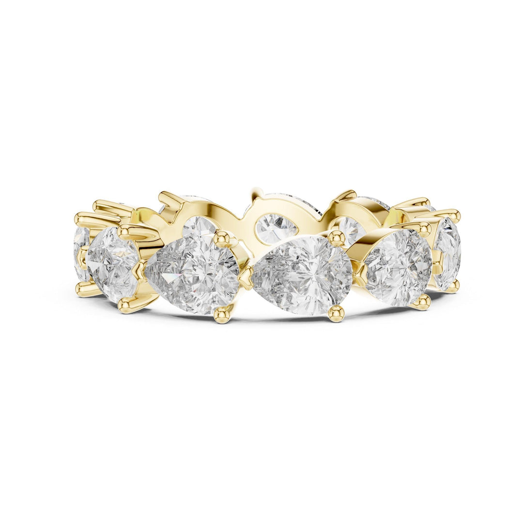 Pear Cut Lab Grown Diamond Full Eternity Band, 3.13ct Total, Solid Gold