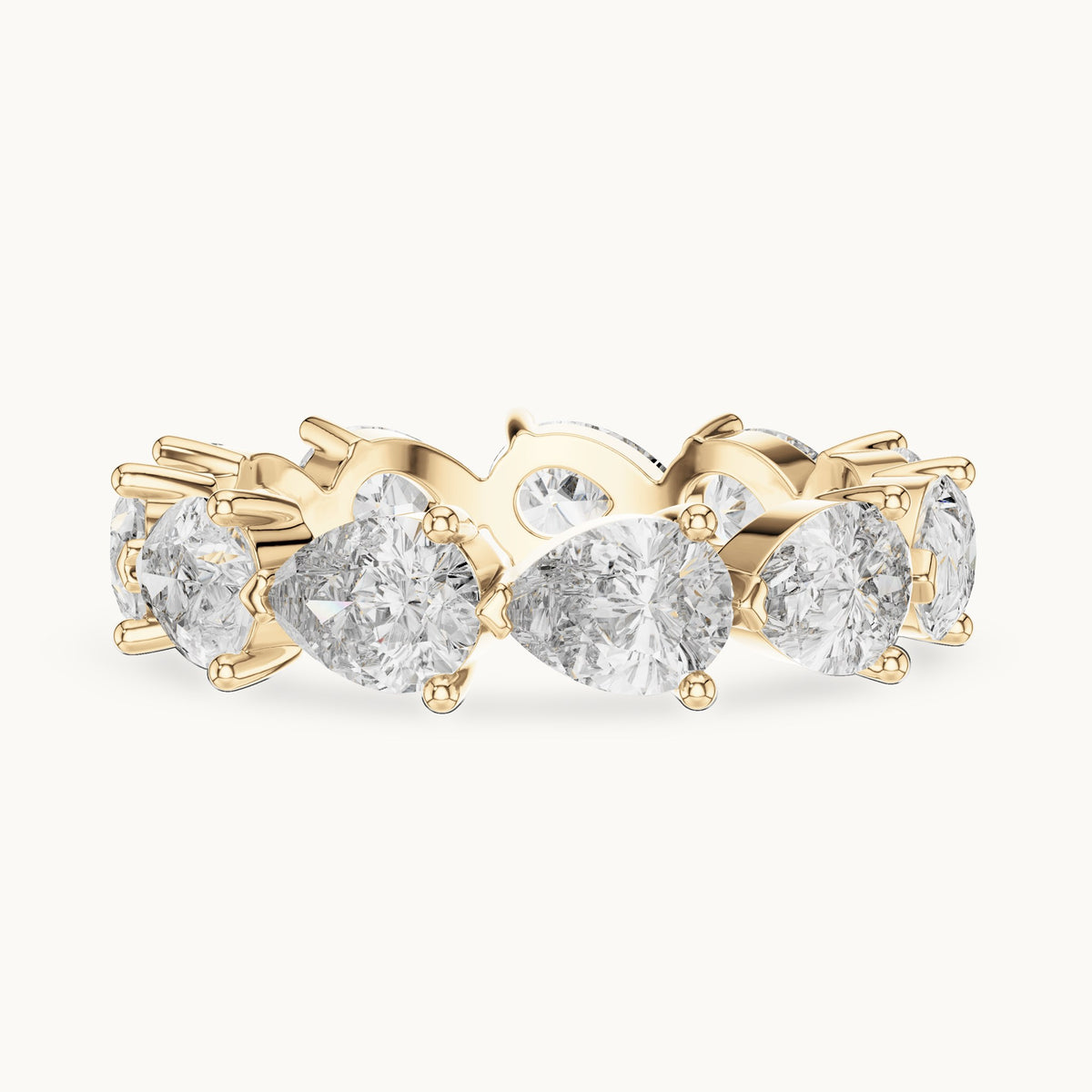 Pear cut lab-grown diamond full eternity band in 14K yellow gold, 3.13 CT TW, view 3