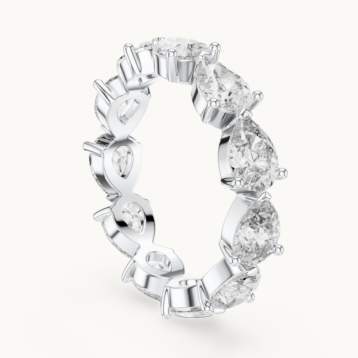 Pear cut lab-grown diamond full eternity band in 14K white gold, 3.13 CT TW, view 1