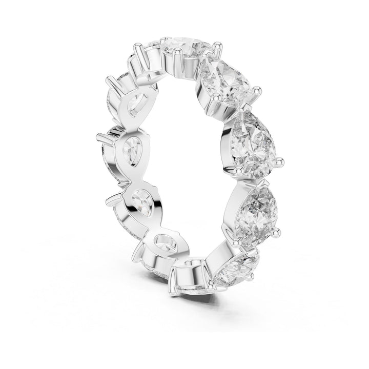 Pear Cut Lab Grown Diamond Full Eternity Band, 3.13ct Total, Solid Gold