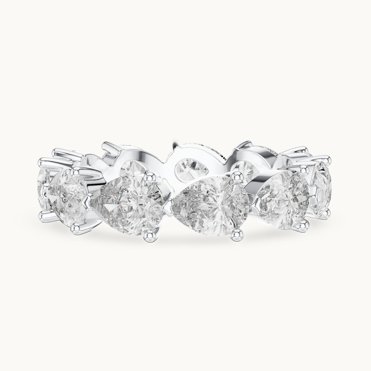 Pear cut lab-grown diamond full eternity band in 14K white gold, 3.13 CT TW, view 2