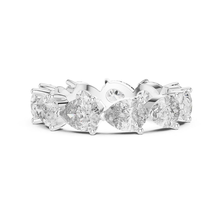 Pear Cut Lab Grown Diamond Full Eternity Band, 3.13ct Total, Solid Gold