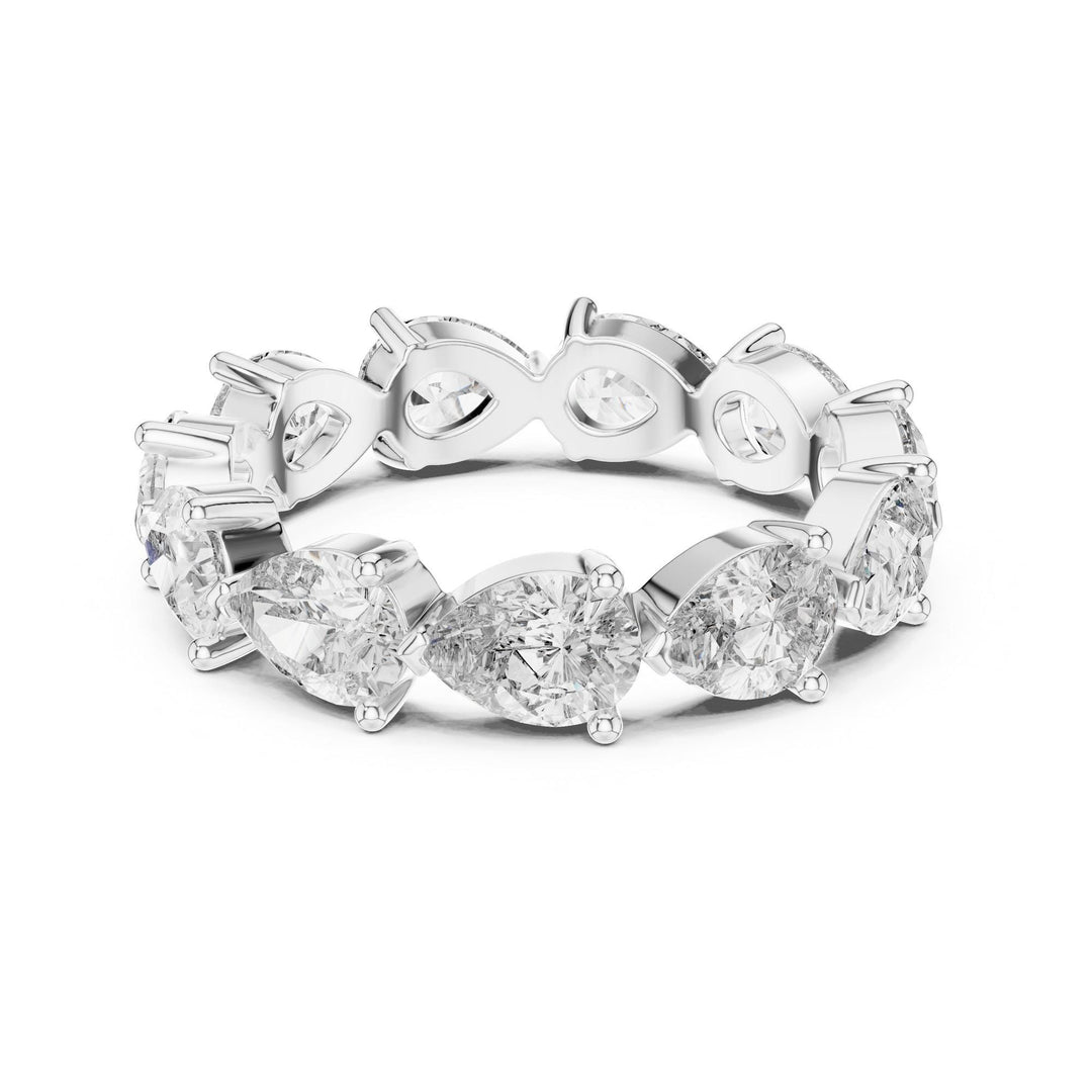 Pear Cut Lab Grown Diamond Full Eternity Band, 3.13ct Total, Solid Gold