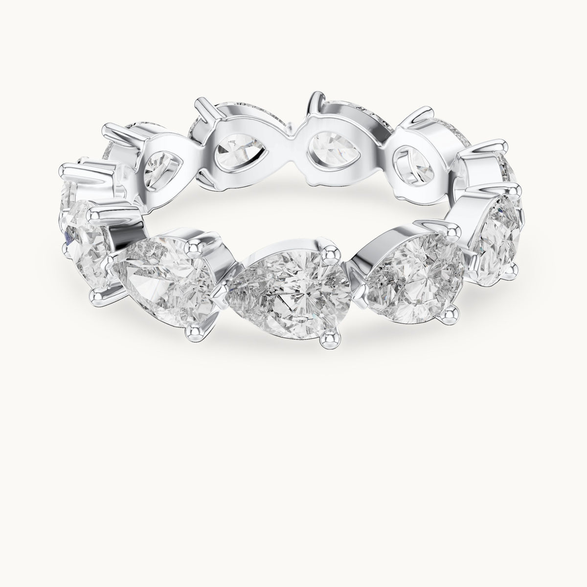 Pear cut lab-grown diamond full eternity band in 14K white gold, 3.13 CT TW, view 3