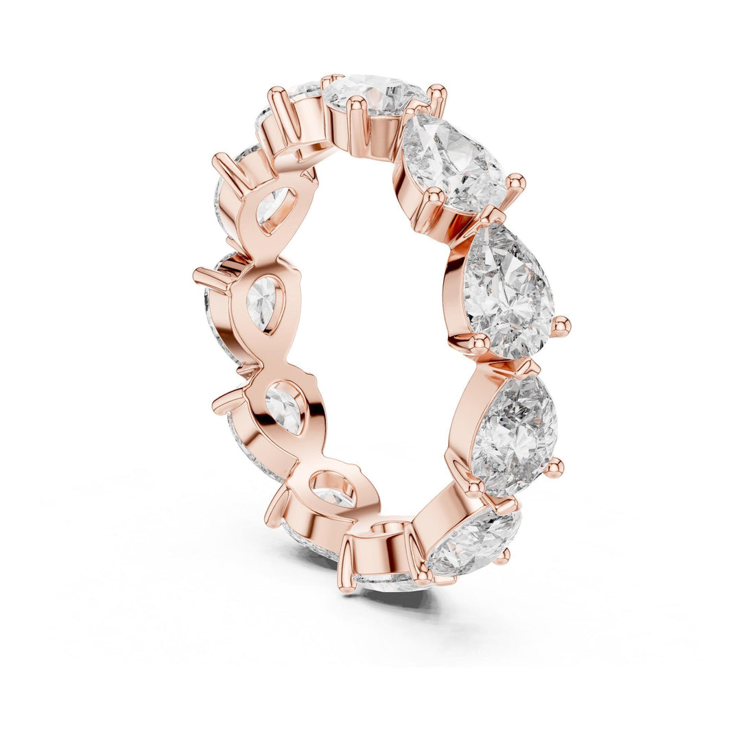Pear Cut Lab Grown Diamond Full Eternity Band, 3.13ct Total, Solid Gold