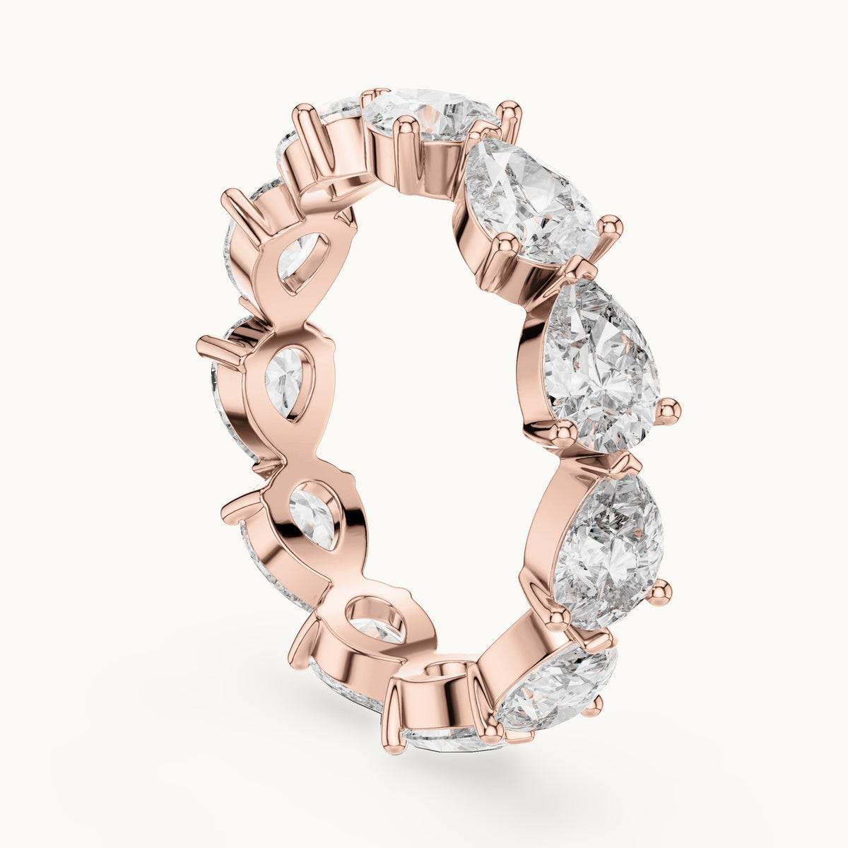 Pear cut lab-grown diamond full eternity band in 14K rose gold, 3.13 CT TW, view 1