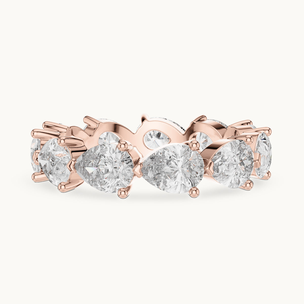 Pear cut lab-grown diamond full eternity band in 14K rose gold, 3.13 CT TW, view 2