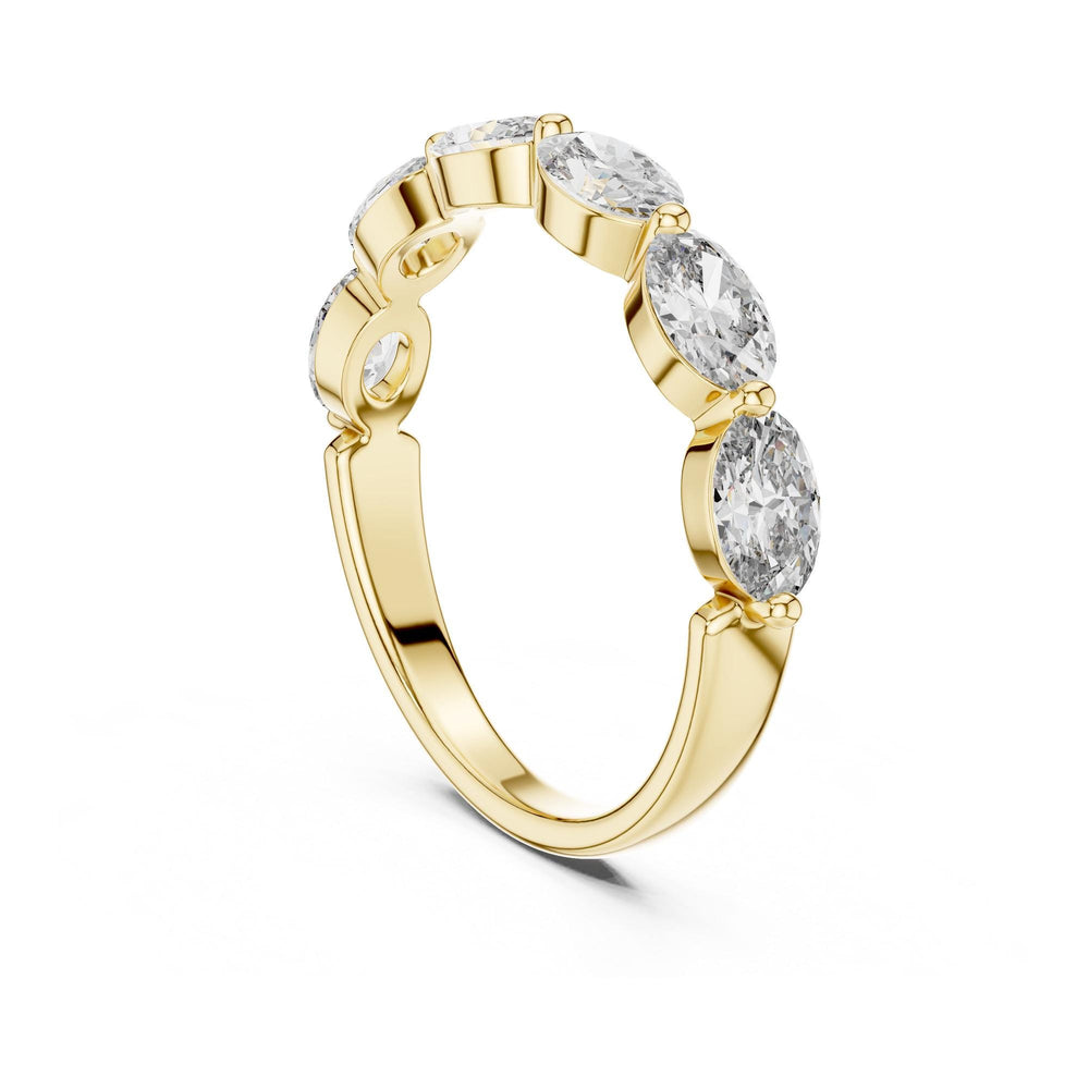 Oval Cut Lab Grown Diamond Half Eternity Band, 1.38ct Total, Solid Gold