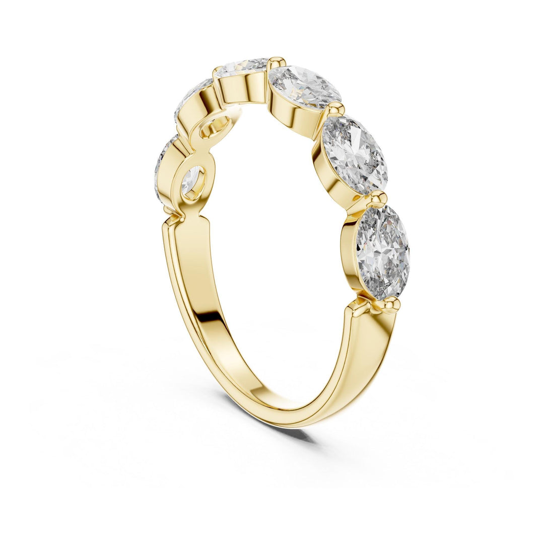 Oval Cut Lab Grown Diamond Half Eternity Band, 1.38ct Total, Solid Gold