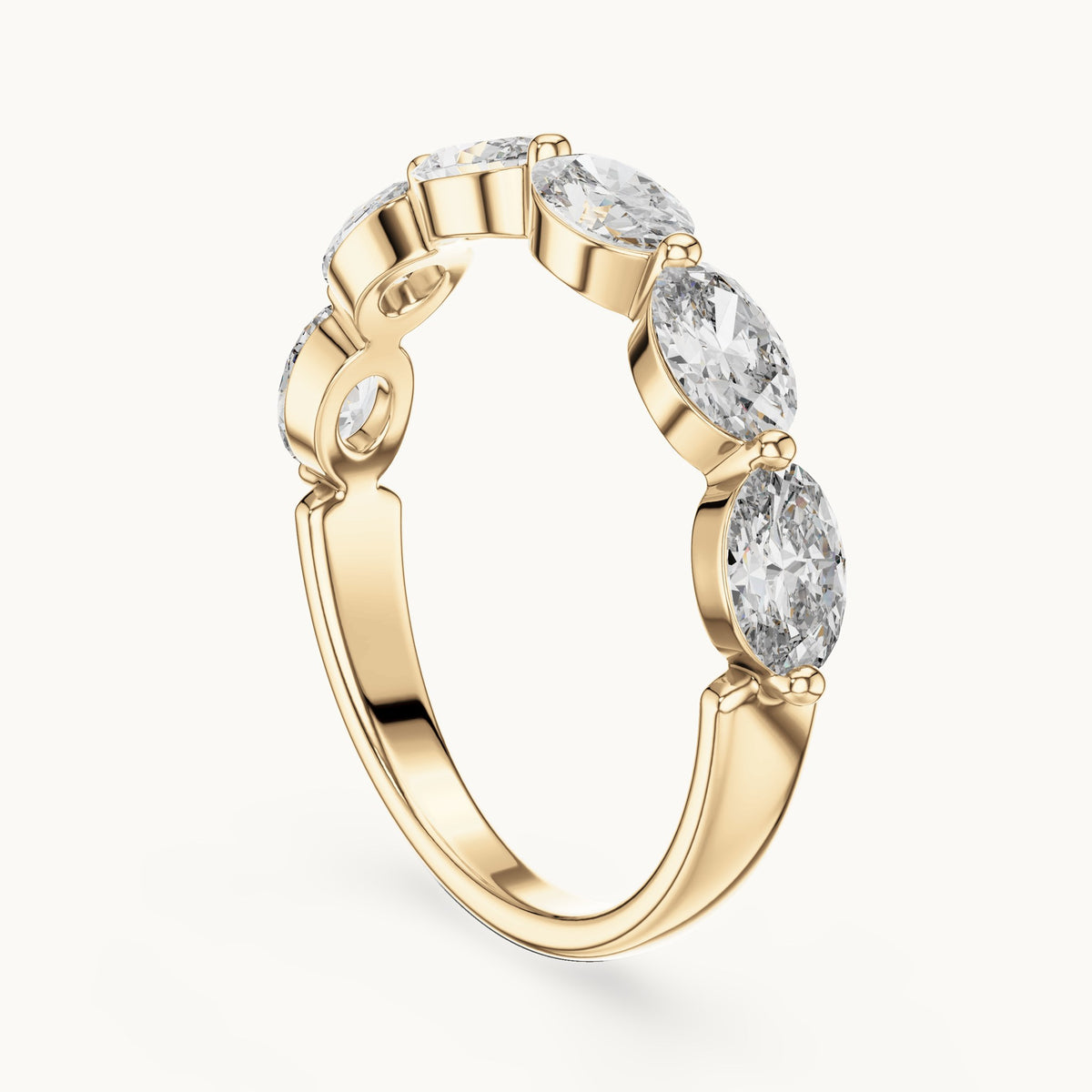 Oval cut lab-grown diamond half eternity band in 14K yellow gold, 1.38 CT TW, view 2