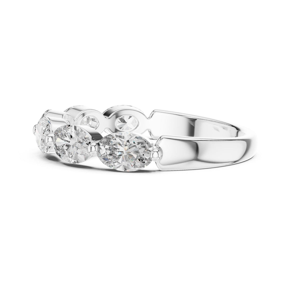 Oval Cut Lab Grown Diamond Half Eternity Band, 1.38ct Total, Solid Gold