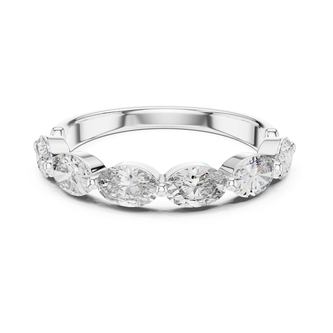 Oval Cut Lab Grown Diamond Half Eternity Band, 1.38ct Total, Solid Gold