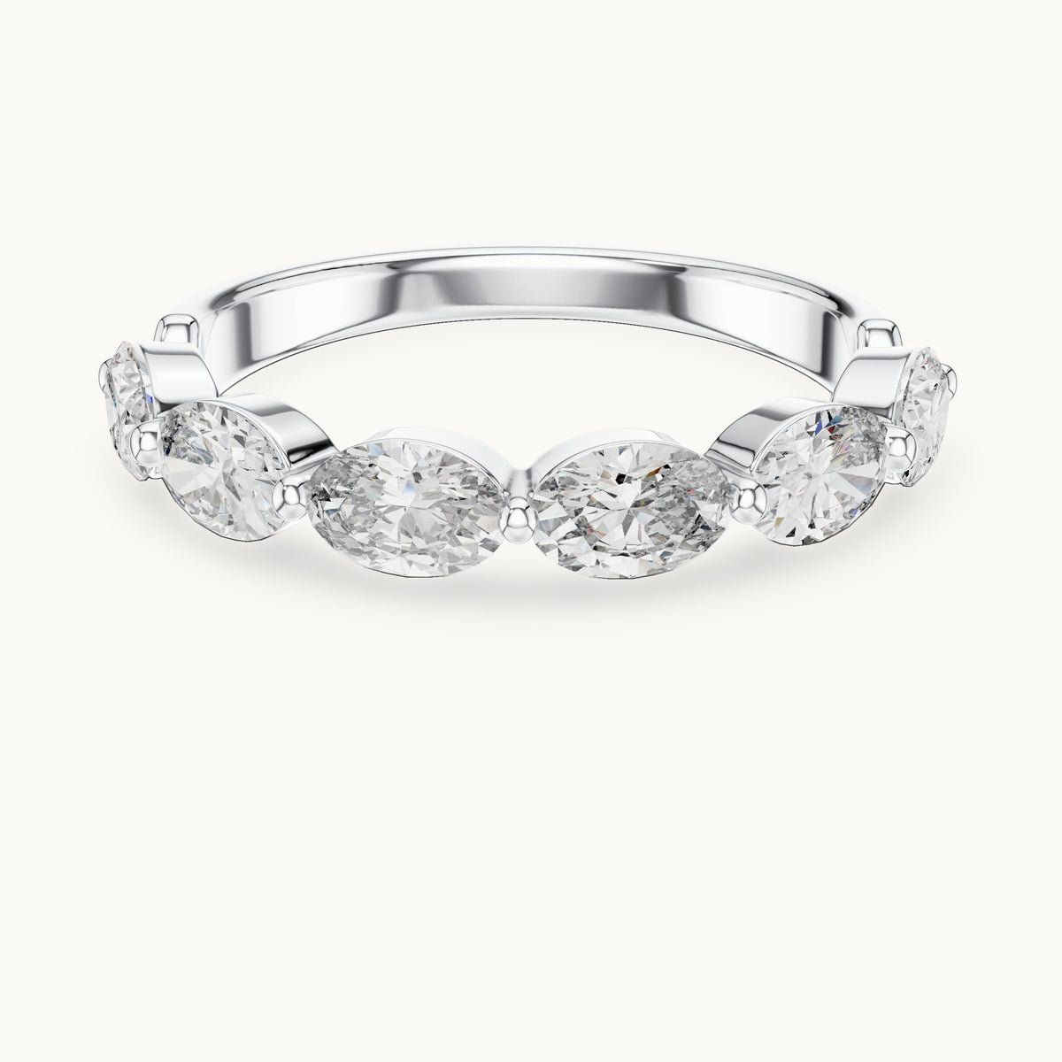 Oval cut lab-grown diamond half eternity band in 14K white gold, 1.38 CT TW, view 3