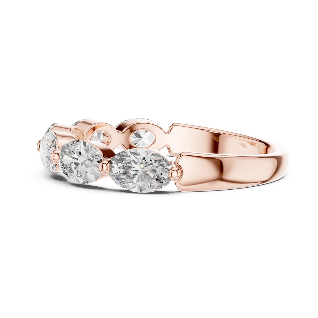 Oval Cut Lab Grown Diamond Half Eternity Band, 1.38ct Total, Solid Gold