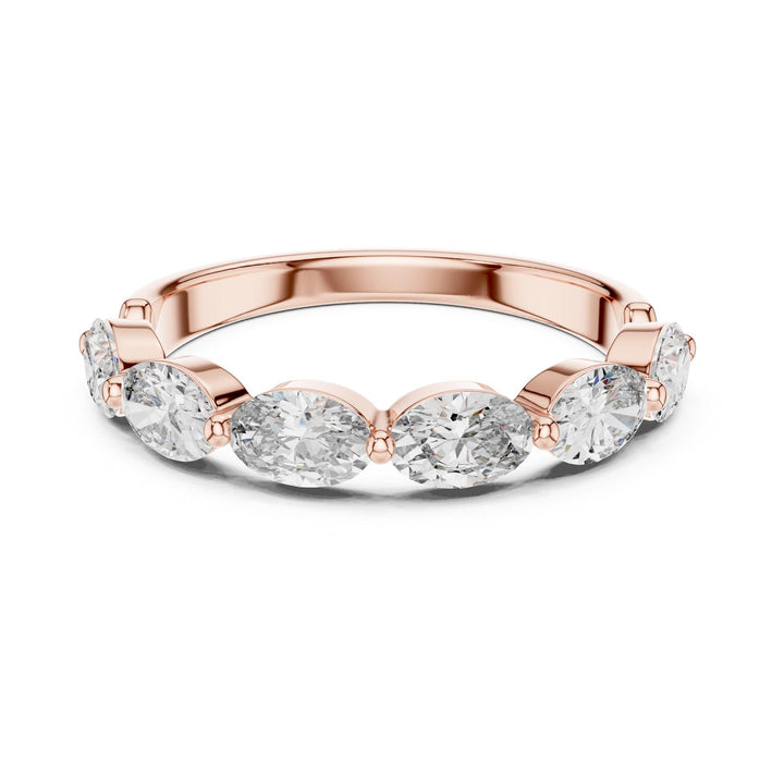 Oval Cut Lab Grown Diamond Half Eternity Band, 1.38ct Total, Solid Gold