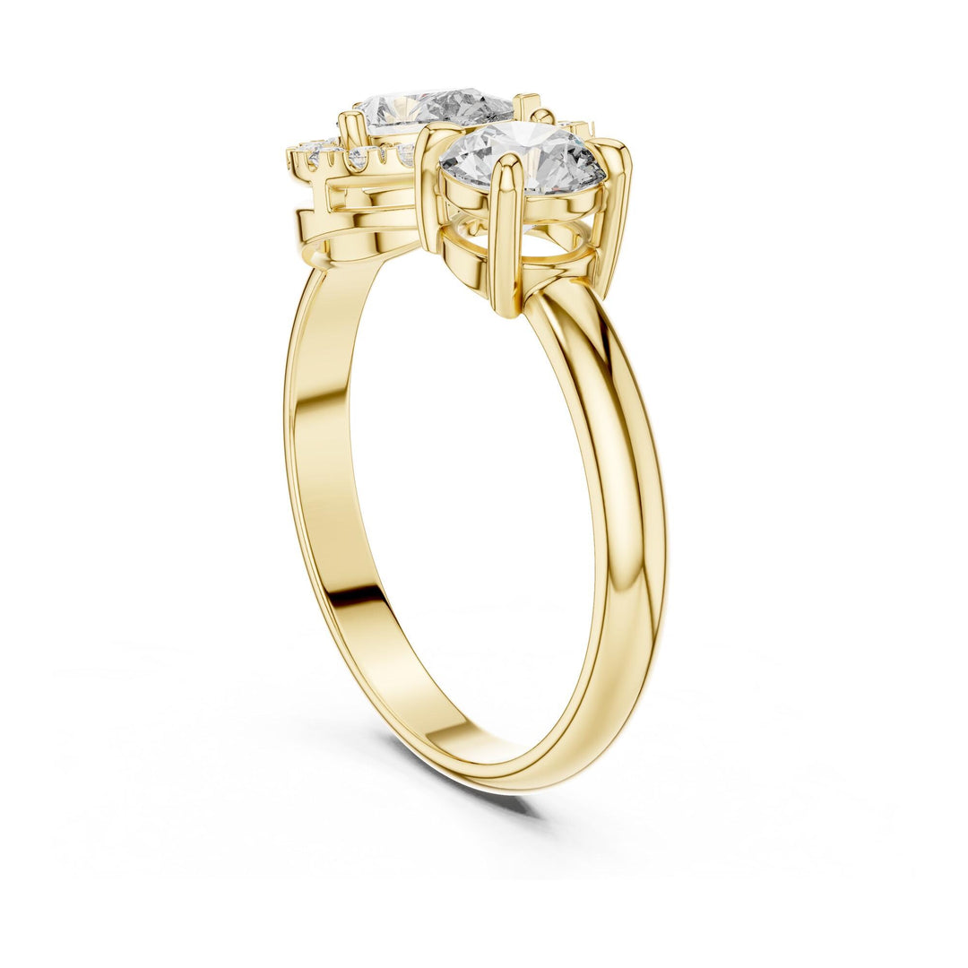 Pear Cut Lab Grown Diamond Toi et Moi Ring, 1.00ct Total, Solid Gold