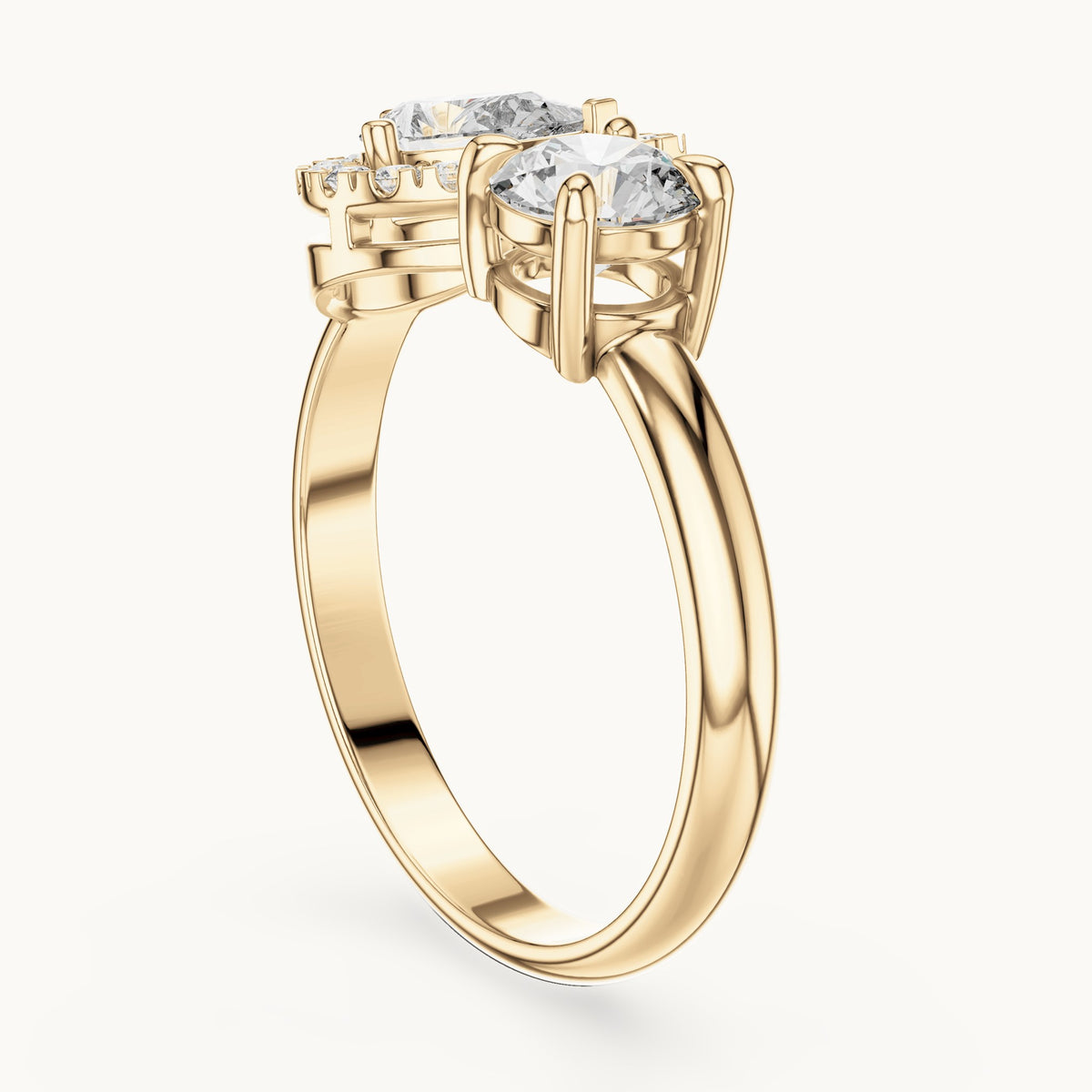 Pear cut lab-grown diamond toi et moi ring in 14K yellow gold, 1.00 CT TW, view 2
