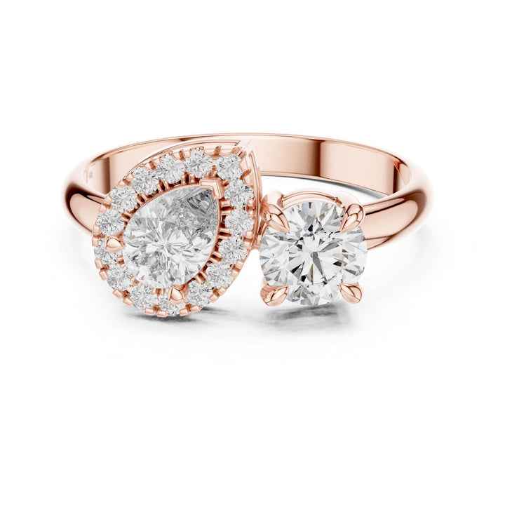 Pear Cut Lab Grown Diamond Toi et Moi Ring, 1.00ct Total, Solid Gold