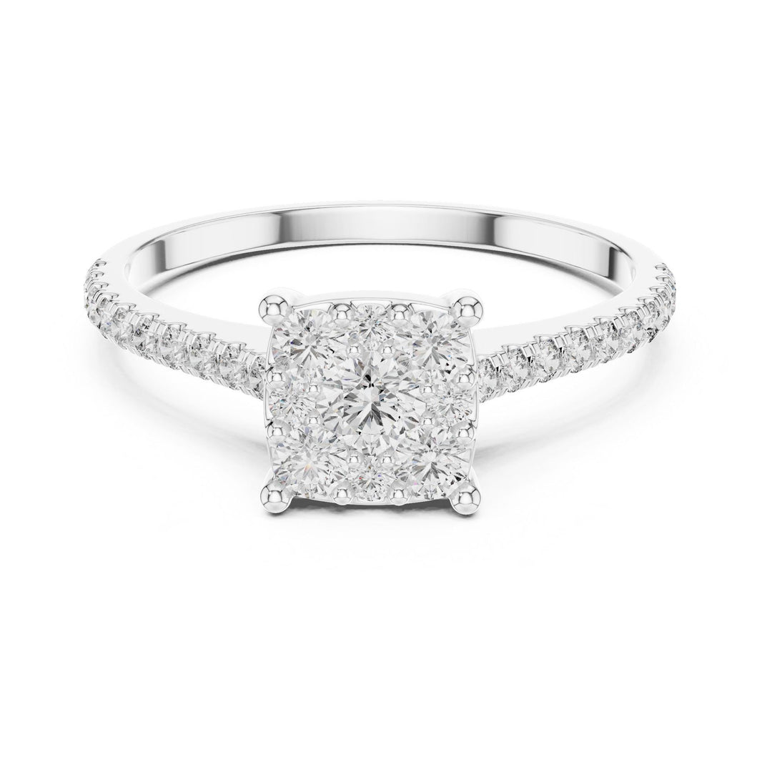 Round Cut Lab Grown Diamond Half Eternity Band, 0.62ct Total, Solid Gold