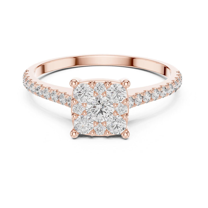 Round Cut Lab Grown Diamond Half Eternity Band, 0.62ct Total, Solid Gold