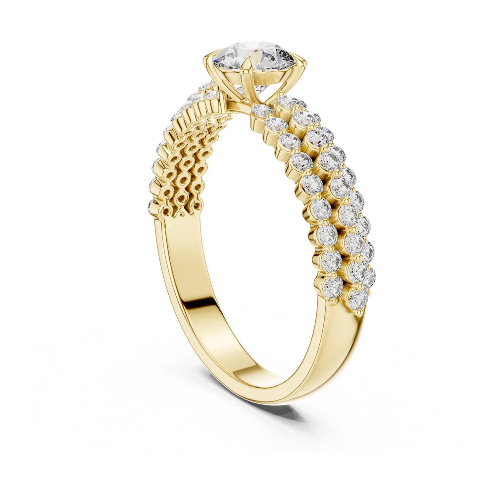 Round Cut Lab Grown Diamond Pavé Solitaire Ring
