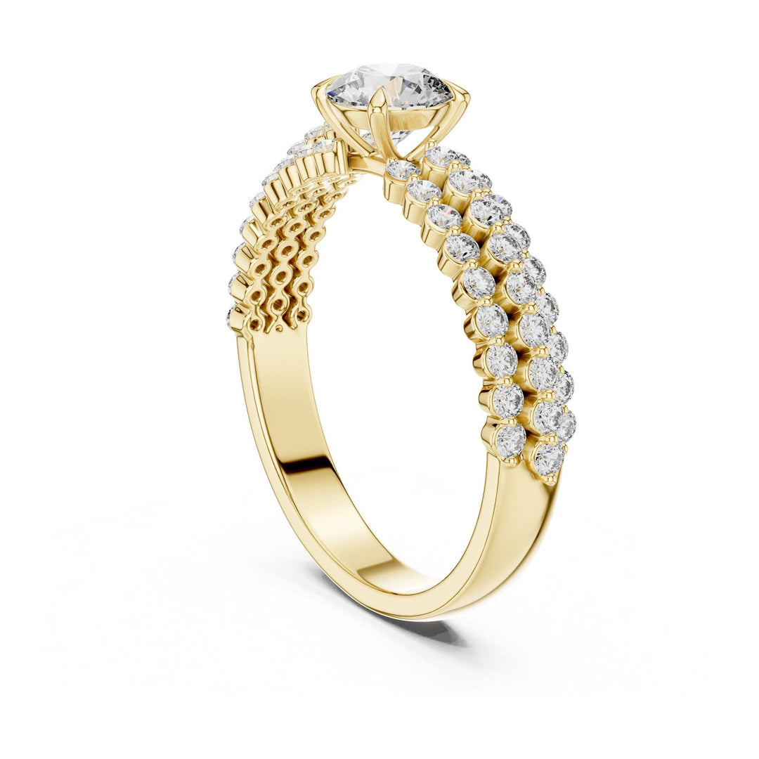 Round Cut Lab Grown Diamond Pavé Solitaire Ring