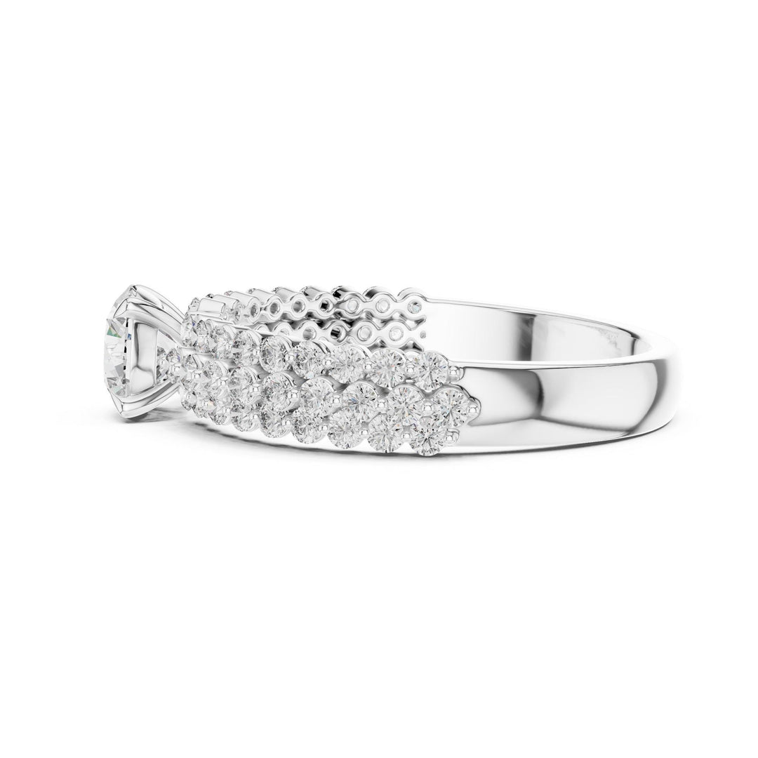 Round Cut Lab Grown Diamond Pavé Solitaire Ring
