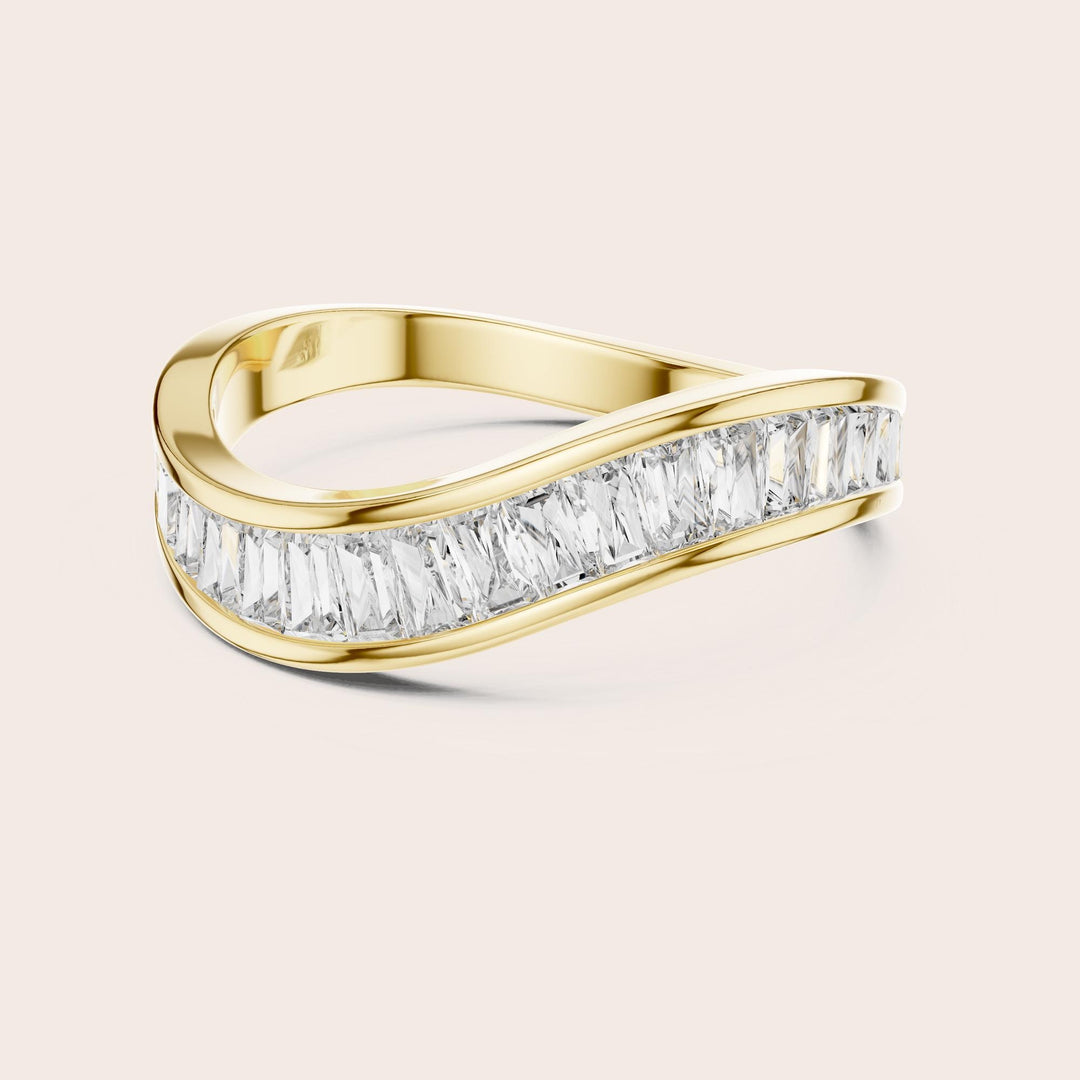 Baguette Cut Lab Grown Diamond Half Eternity Band, 0.89ct Total, Solid Gold