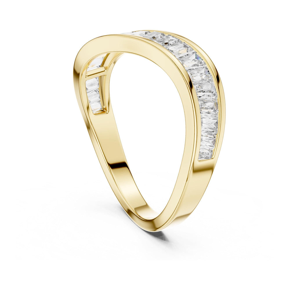 Baguette Cut Lab Grown Diamond Half Eternity Band, 0.89ct Total, Solid Gold