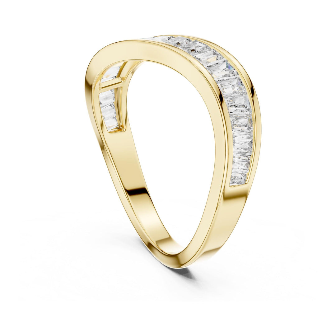 Baguette Cut Lab Grown Diamond Half Eternity Band, 0.89ct Total, Solid Gold