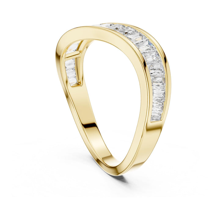 Baguette Cut Lab Grown Diamond Half Eternity Band, 0.89ct Total, Solid Gold