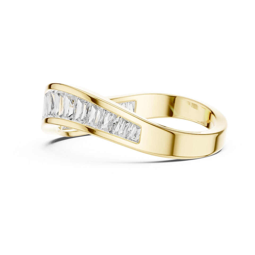 Baguette Cut Lab Grown Diamond Half Eternity Band, 0.89ct Total, Solid Gold