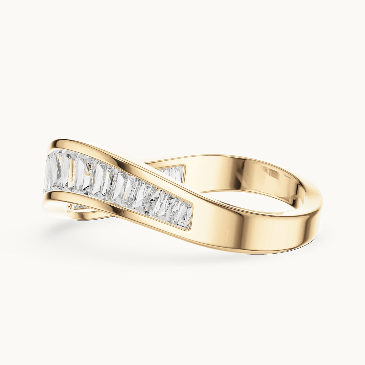 Baguette cut lab-grown diamond half eternity band in 14K yellow gold, 0.89 CT TW, view 3