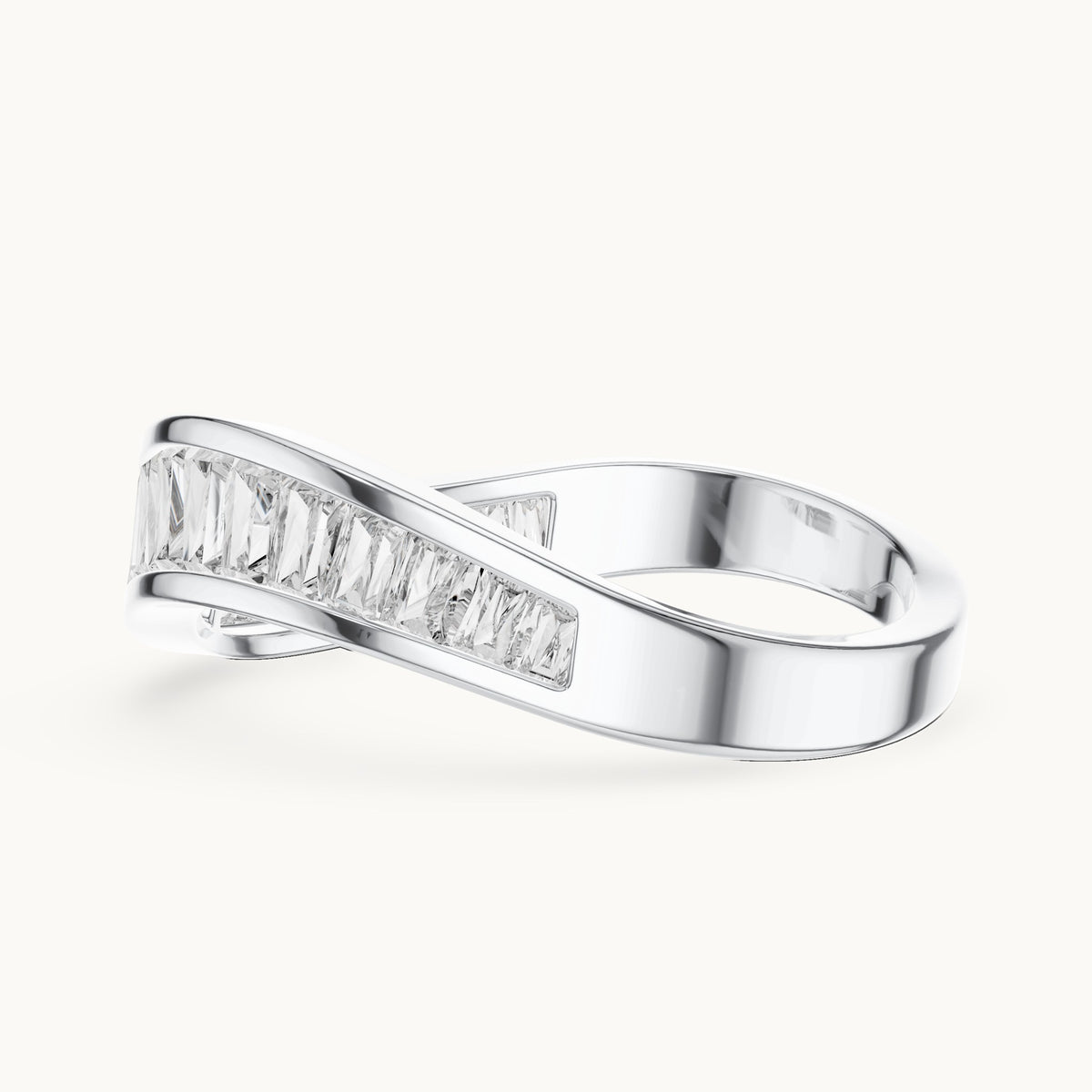 Baguette cut lab-grown diamond half eternity band in 14K white gold, 0.89 CT TW, view 2