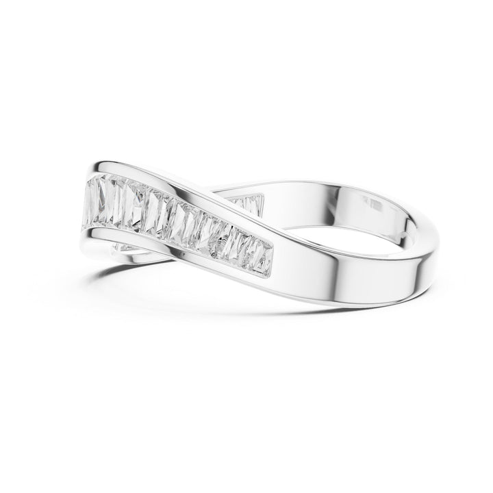 Baguette Cut Lab Grown Diamond Half Eternity Band, 0.89ct Total, Solid Gold