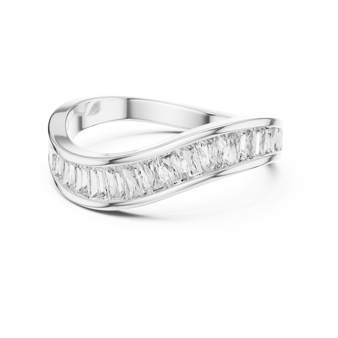 Baguette Cut Lab Grown Diamond Half Eternity Band, 0.89ct Total, Solid Gold
