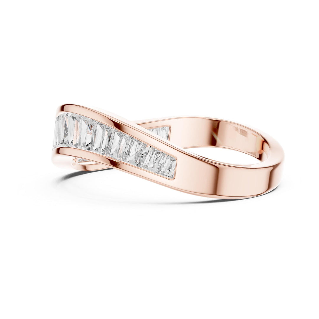 Baguette Cut Lab Grown Diamond Half Eternity Band, 0.89ct Total, Solid Gold