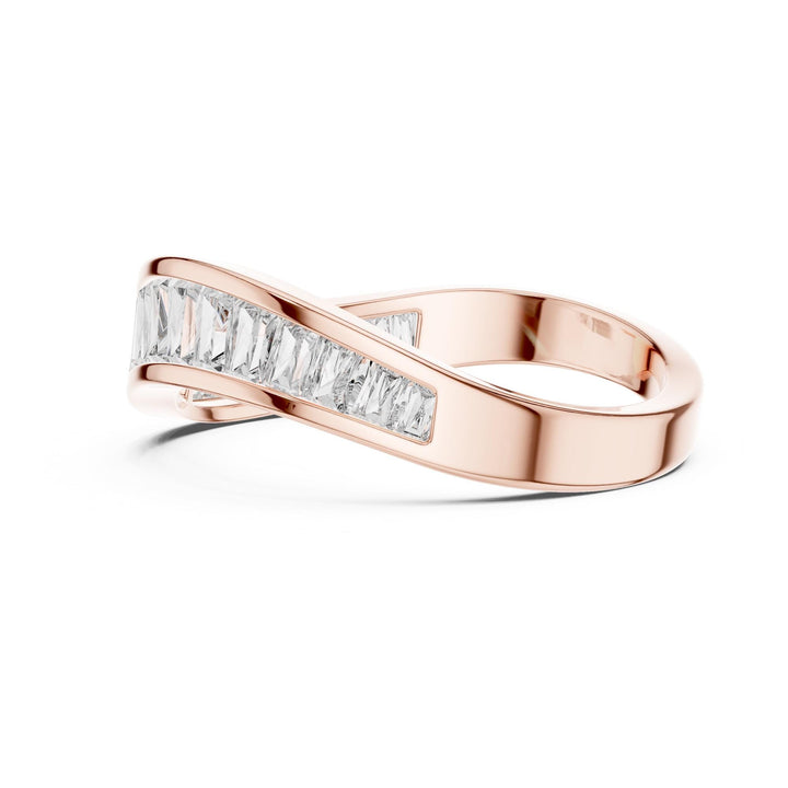 Baguette Cut Lab Grown Diamond Half Eternity Band, 0.89ct Total, Solid Gold