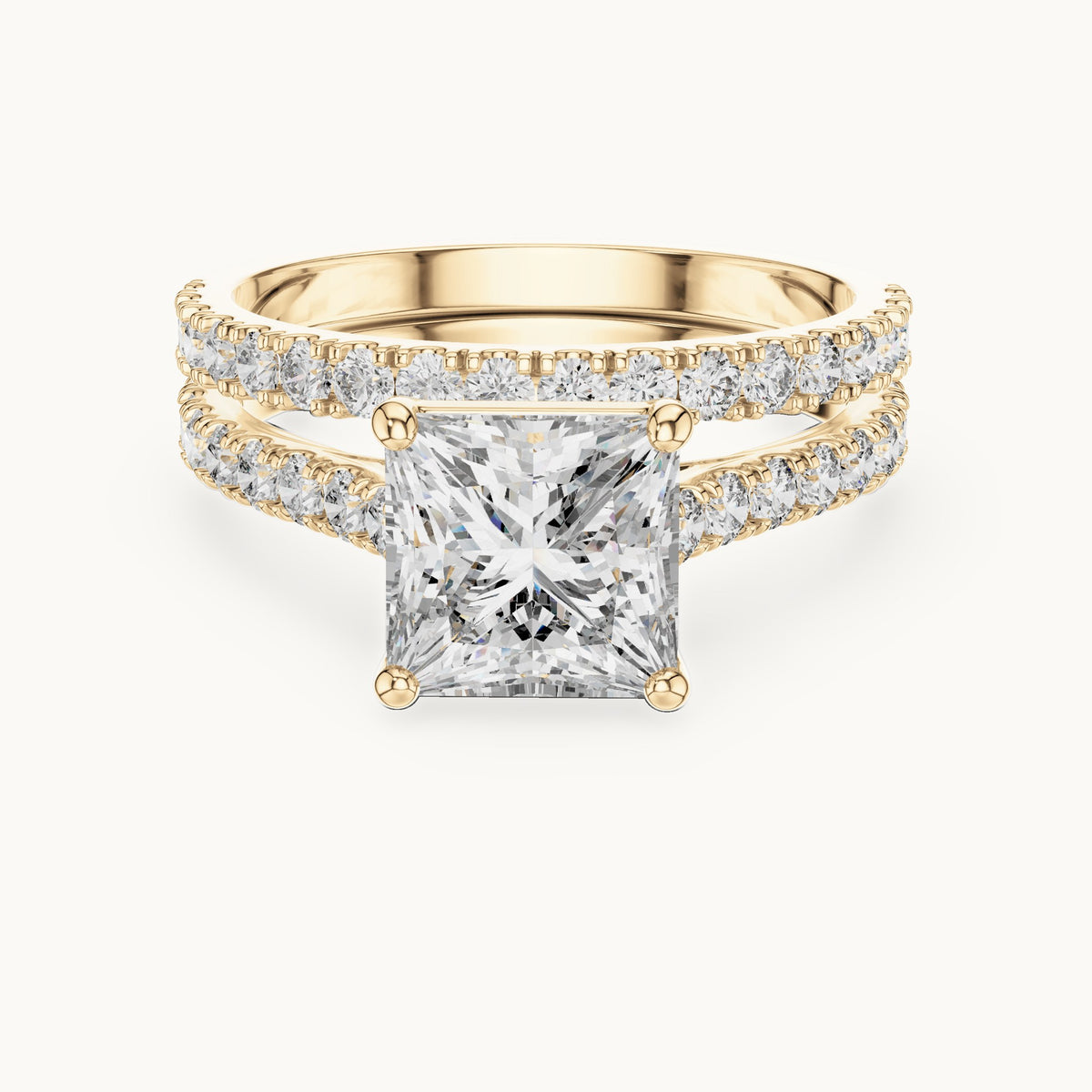 Princess Cut Lab Grown Diamond Solitaire Ring, 2.46ct Total, Solid Gold