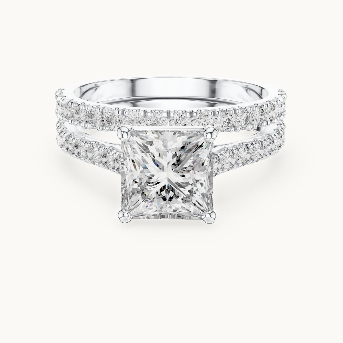 Princess Cut Lab Grown Diamond Solitaire Ring, 2.46ct Total, Solid Gold