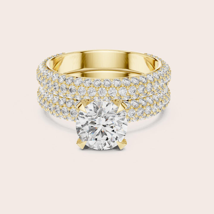 Round Cut Lab Grown Diamond Solitaire Ring, 3.57ct Total, Solid Gold