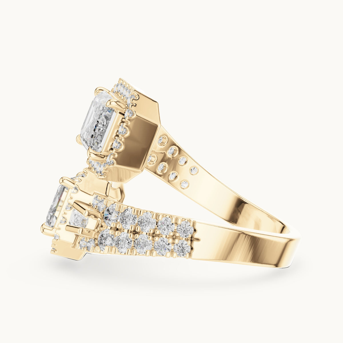 Emerald cut lab-grown diamond solitaire ring in 14K yellow gold, 3.69 CT TW, view 3