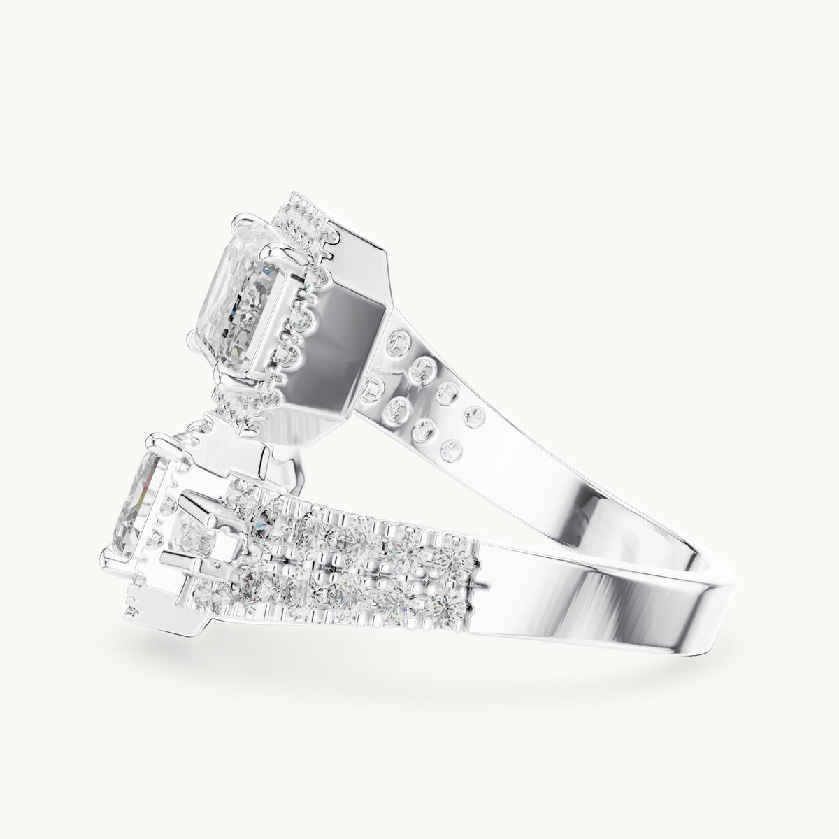 Emerald cut lab-grown diamond solitaire ring in 14K white gold, 3.69 CT TW, view 2